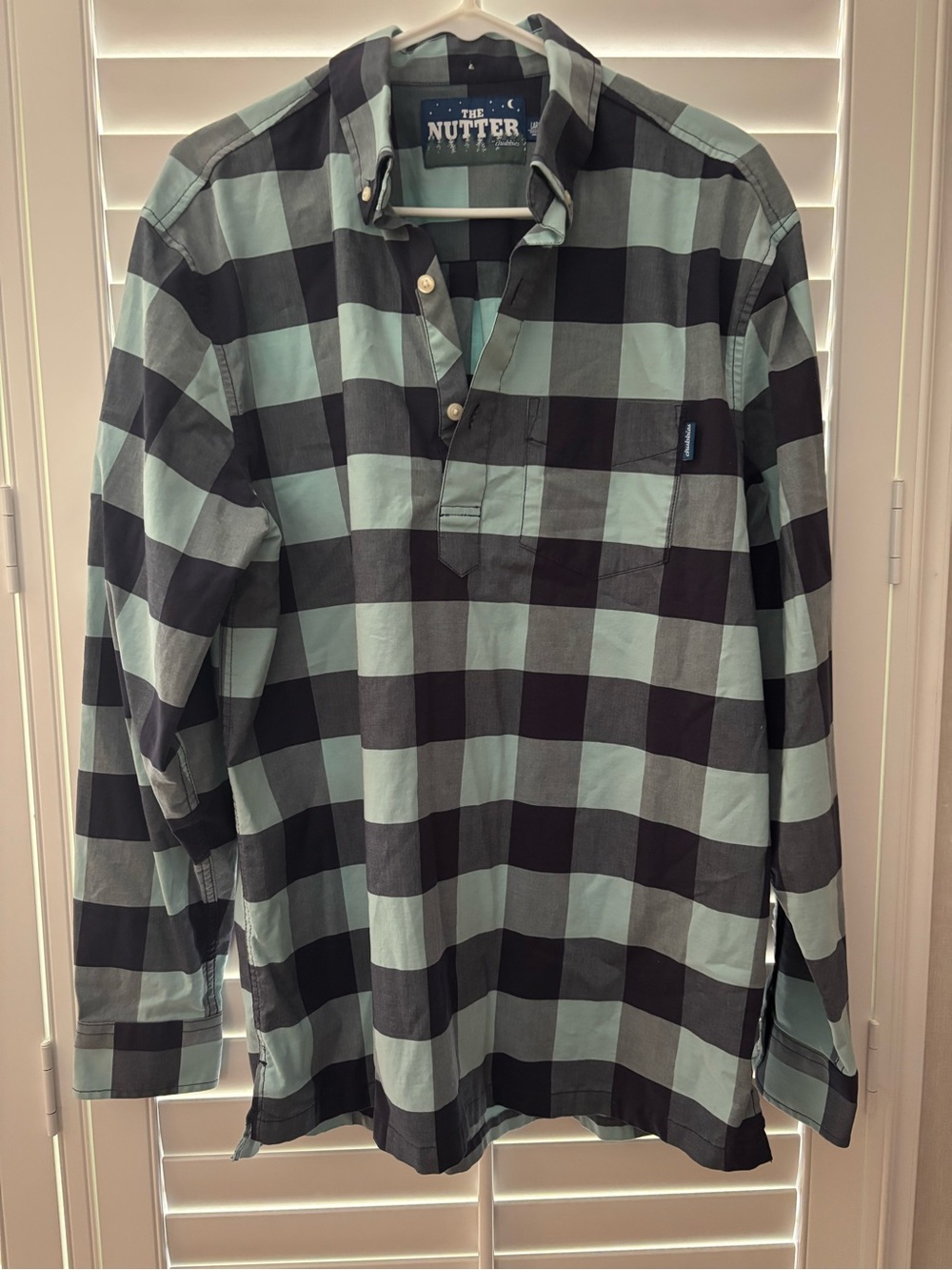 chubbies Mint and Black Check Button-Front Casual Shirt
